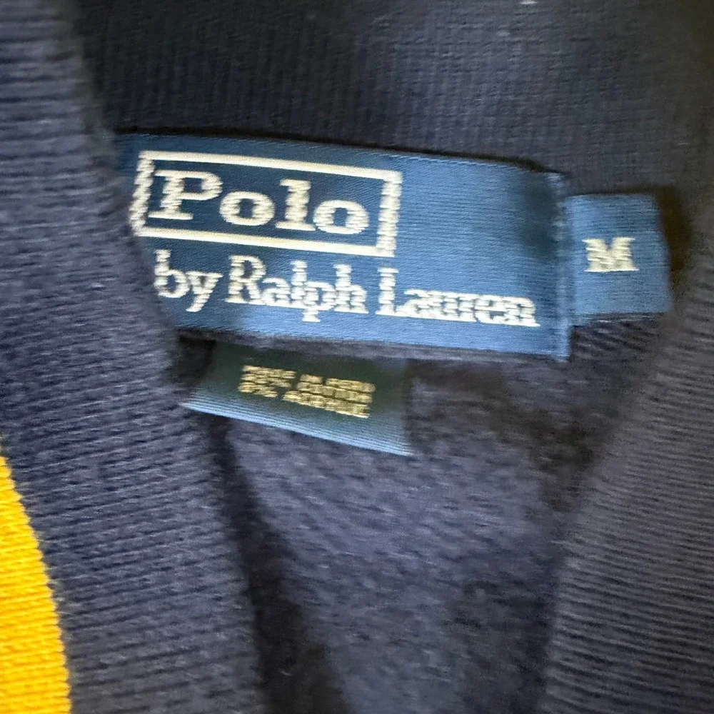 Polo Ralph Lauren Mens Navy‎ Blue Yellow Crest Full Zip Track Jacket Medium